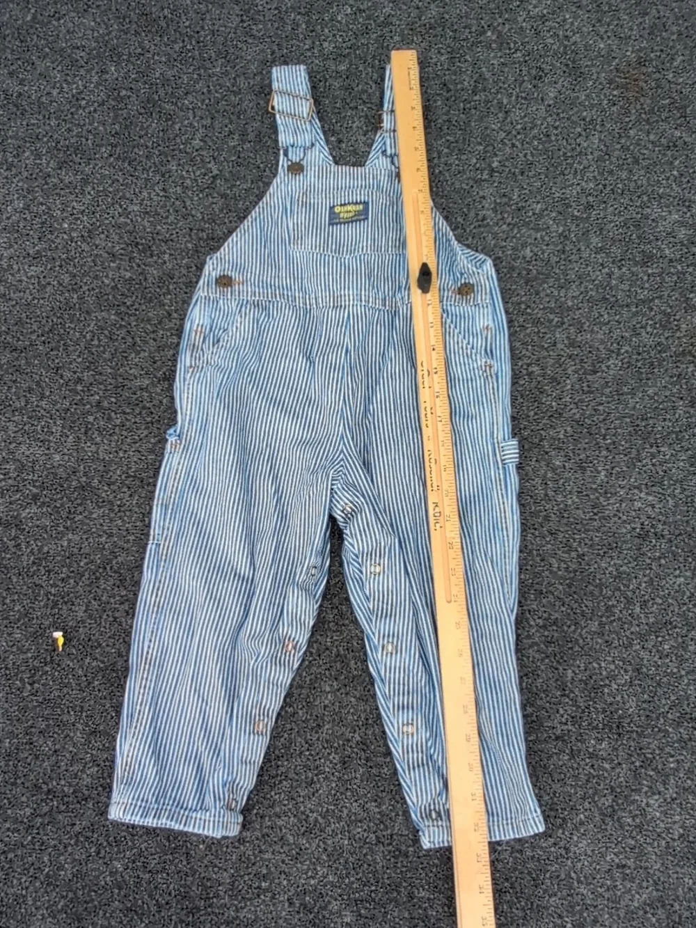 Vtg Osh Kosh BGosh Vestbak Coveralls Toddler Size 4T Blue White Striped Denim 90